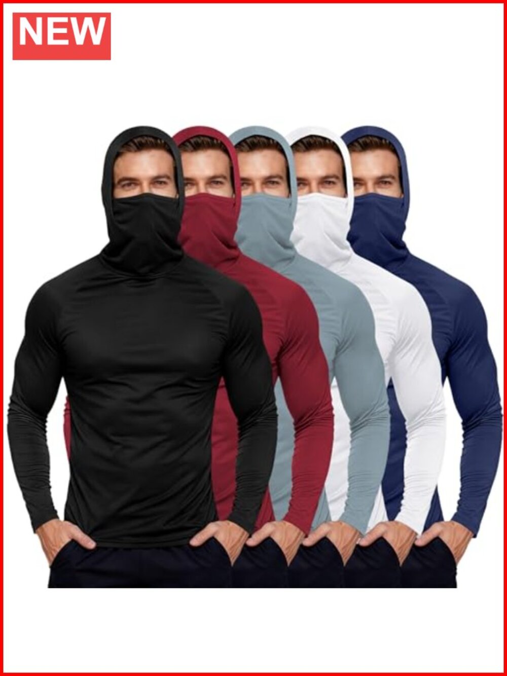 Mens Fishing Hoodie UV Sun Protection UPF Rash Guard Long Sleeve Mesh Face Mask